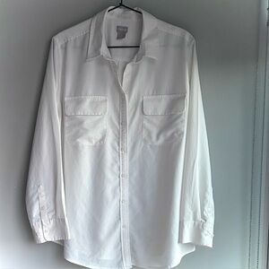 CHICO’S ladies long sleeve white blouse pockets